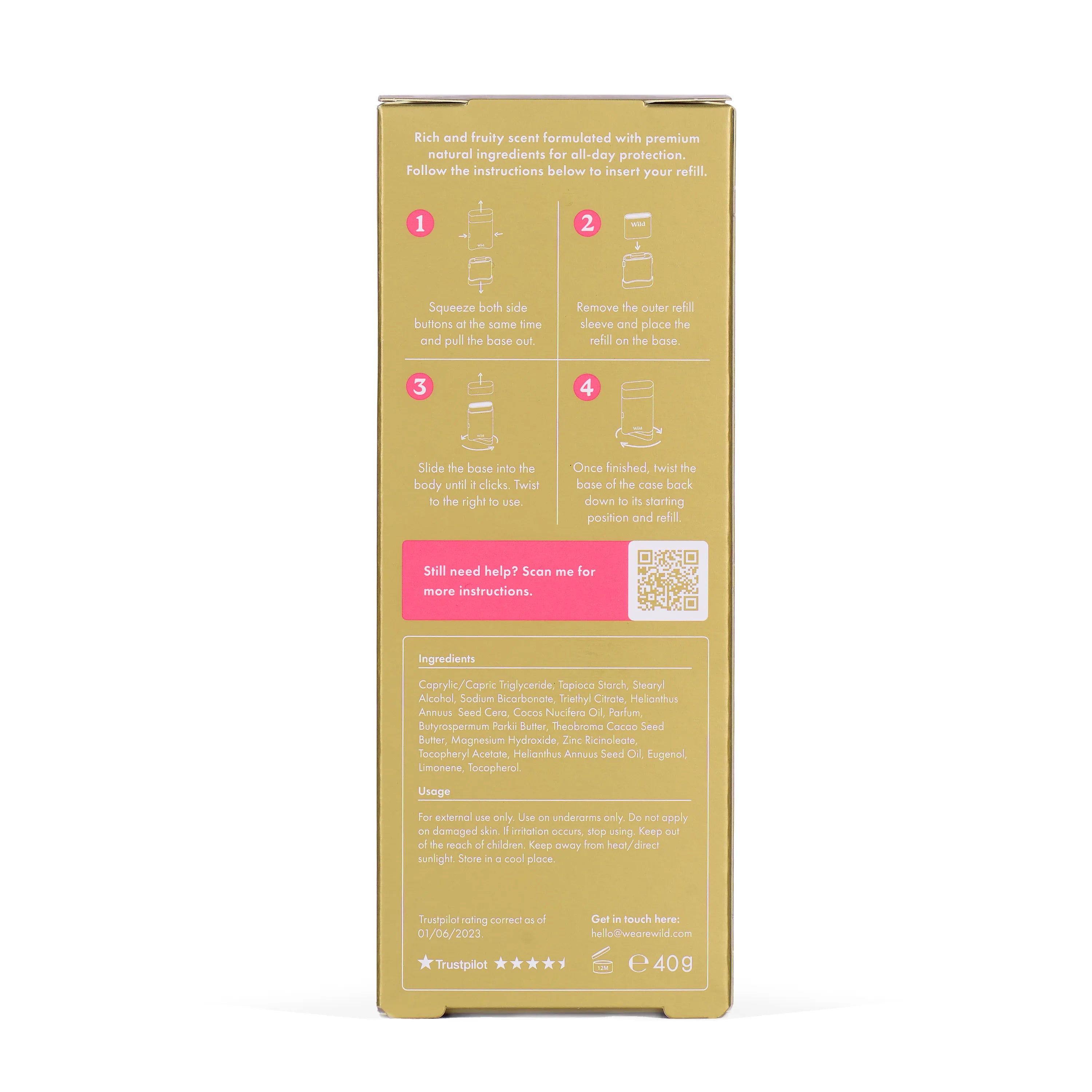 Gold Case + Pomegranate & Pink Peppercorn Deo Refill - Wild