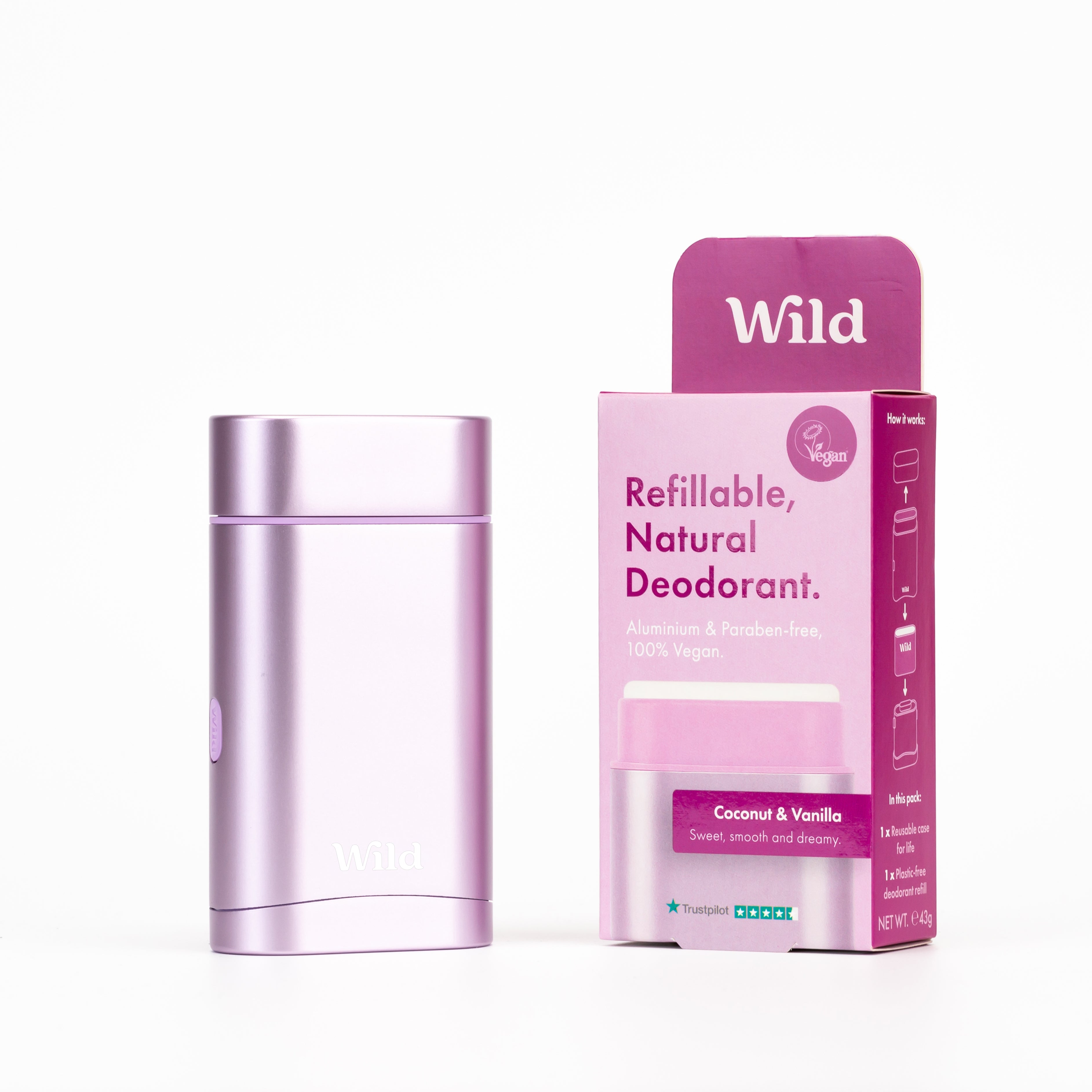 Purple Case + Coconut & Vanilla Deo Refill - Wild