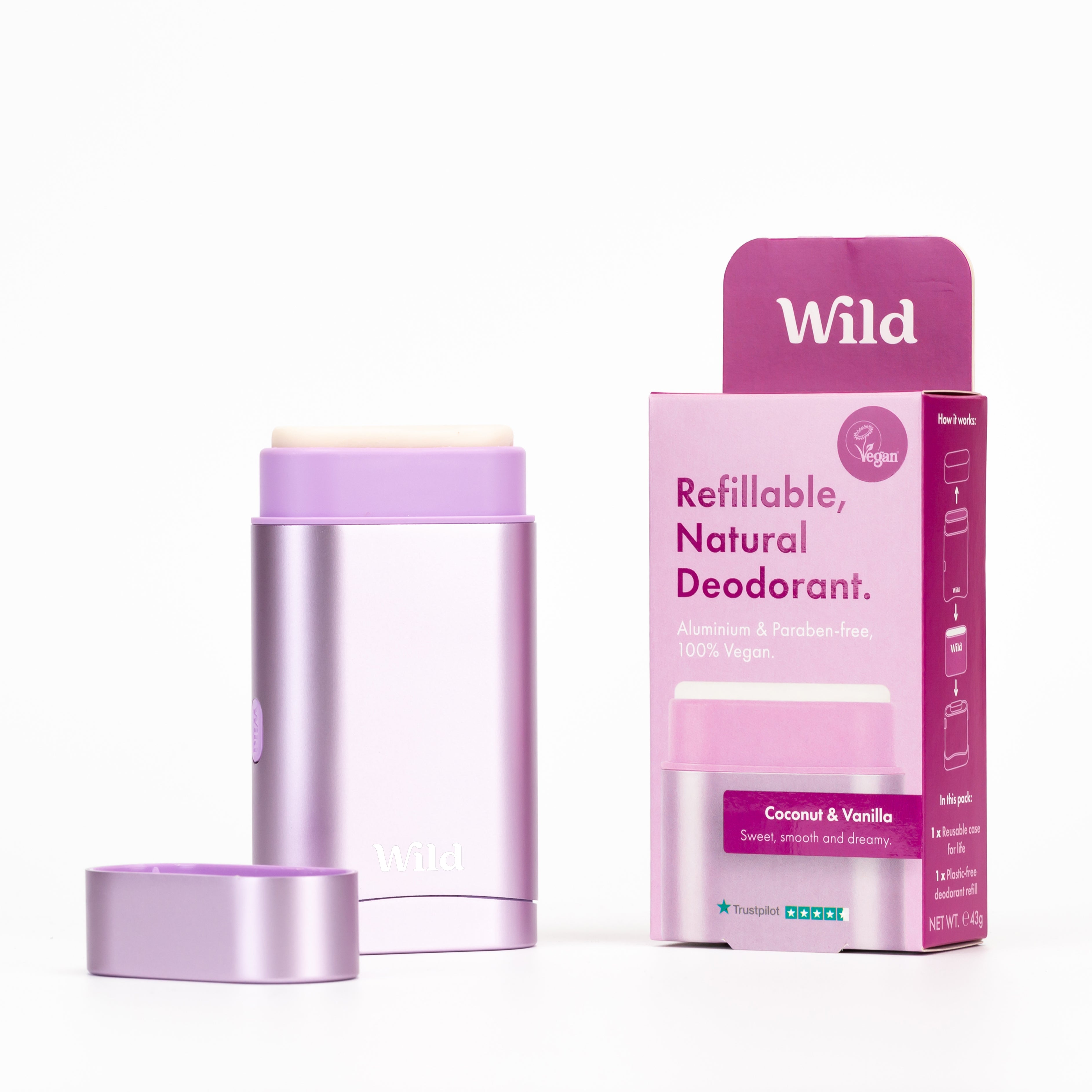 Purple Case + Coconut & Vanilla Deo Refill - Wild